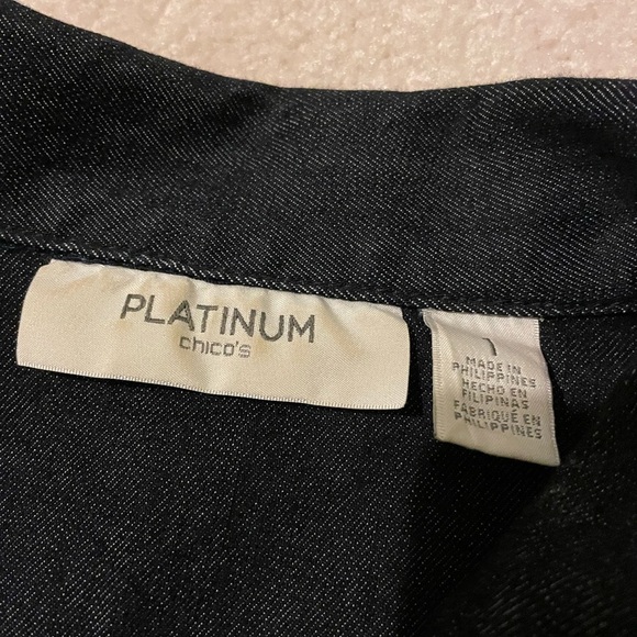 Chico’s platinum denim bling jacket size 1 =medium (8) like new - Picture 10 of 12